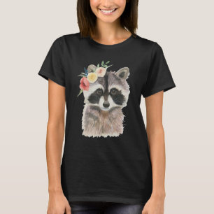 Cute Floral Raccoon Animal  Cute  for Kids Women T-Shirt