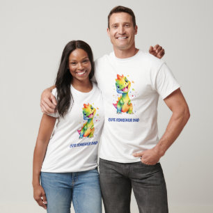Cute Floral Rainbow Dinosaur Happy Birthday Party T-Shirt