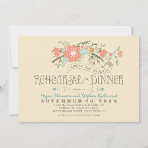 Cute floral rehearsal dinner invitation
