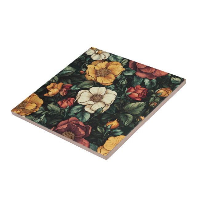 Cute Floral Rose Ceramic Tiles  For Bath Accent (Side)