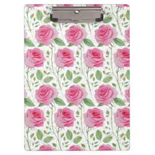 Cute,  floral/rose repeating pattern  clipboard