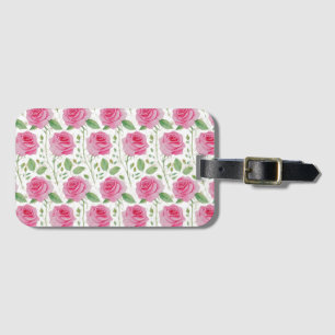Cute, floral/rose repeating pattern luggage tag