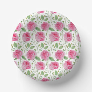 Cute, floral/rose repeating pattern paper plate