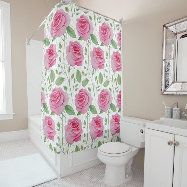 Cute,  floral/rose repeating pattern  shower curtain (In Situ)