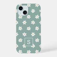 Cute Floral Sage Grass Lily Pattern Monogram