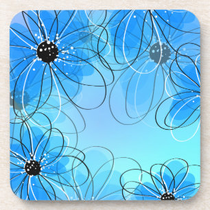 Cute Floral Sketch with Watercolors Coaster