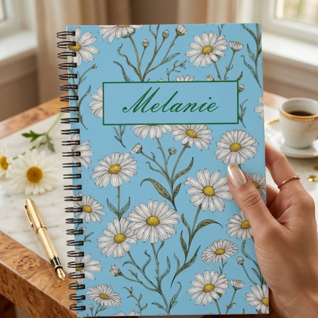 Cute Floral Spring Daisy Personalized Notebook (Creator Uploaded)