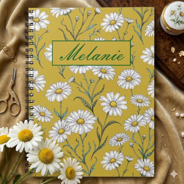 Cute Floral Spring Daisy Personalized Notebook (Creator Uploaded)