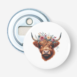 Cute, floral/spring highland cow bottle opener