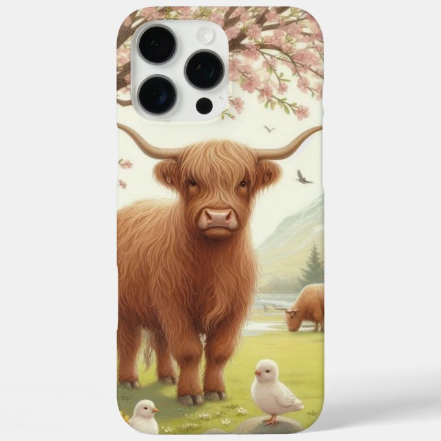 Cute, floral/spring highland cow Case-Mate iPhone case (Back)