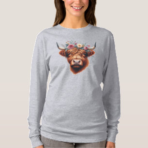 Cute, floral/spring highland cow T-Shirt