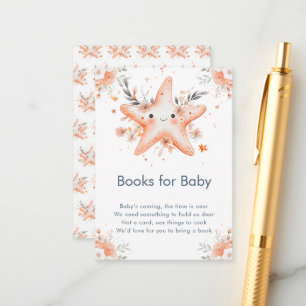 Cute Floral Starfish Baby Shower Books for baby Enclosure Card