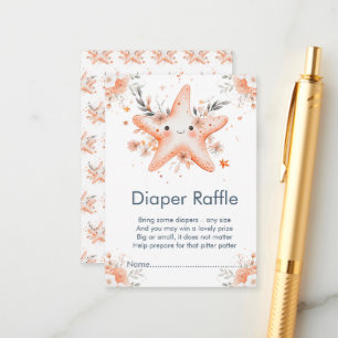 Cute Floral Starfish Baby Shower Diaper Raffle Enclosure Card