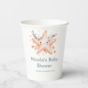 Cute Floral Starfish Baby Shower Paper Cups