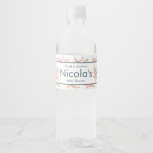 Cute Floral Starfish Baby Shower Water Bottle Label