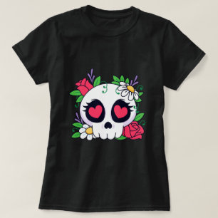 Cute Floral Sugar Skull T-Shirt