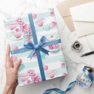 Cute floral tea party wrap wrapping paper