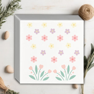 Cute Floral Tiny Hopper Bunny Baby Shower Napkin