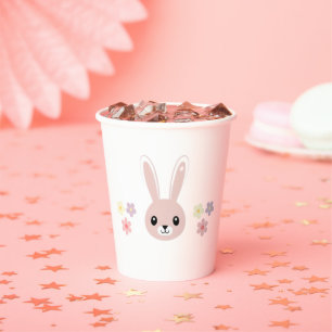 Cute Floral Tiny Hopper Bunny Baby Shower Paper Cups