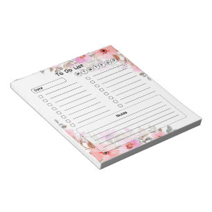 Cute Floral To Do List Notepad