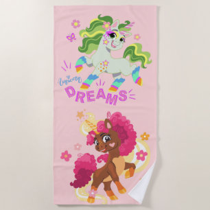 Cute floral unicorn Beach Towel