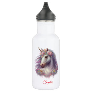Cute Floral Unicorn Watercolor Personalised Girl 532 Ml Water Bottle