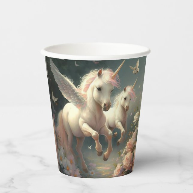 Cute floral Unicorns flying little pony   Paper Cu Cups (Front)