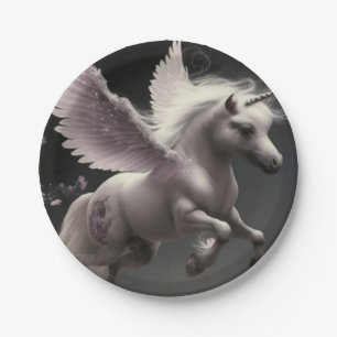 Cute floral Unicorns flying little pony  Paper Pla Plate