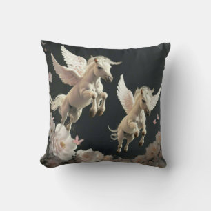 Cute floral Unicorns flying little pony  Throw Pil Cushion