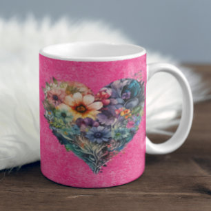 Cute Floral Valentines Day Personalised Coffee Mug