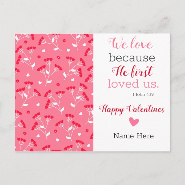 Cute Floral Valentine's Postcard (Front)