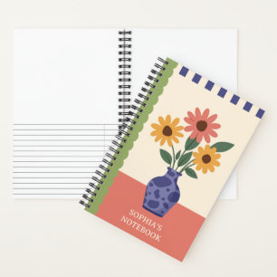 Cute Floral Vase Spiral Notebook