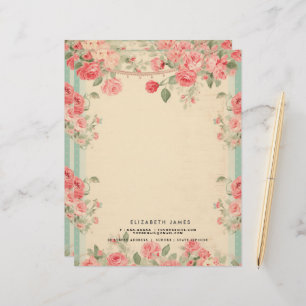 Cute Floral Vintage Valentines Day Personised Custom Letterhead