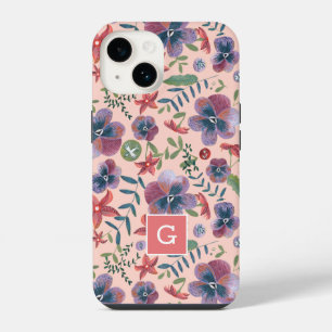 Cute floral Violets all-over print monogram Cas iPhone 14 Case