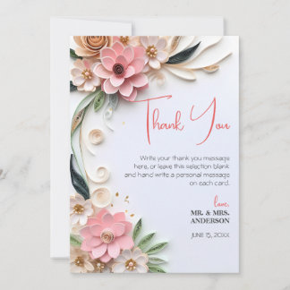 Cute Floral Wedding Frame Abstract Paper Quilling Thank You Card