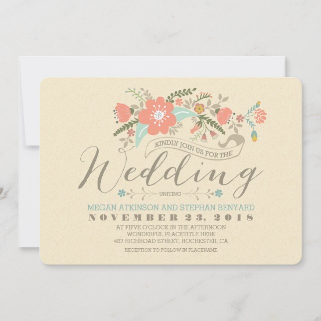 Cute floral wedding invitation (Front)