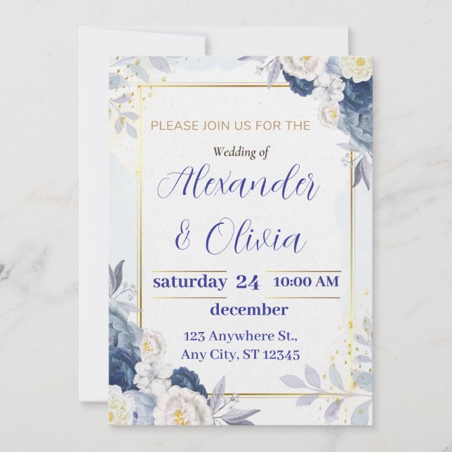 Cute Floral Wedding Invites, Marriage Invitations  (Front)
