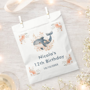 Cute Floral Whale Birthday Party Favour Bags