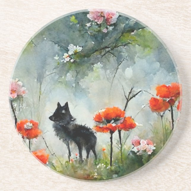 Cute floral wild animal  coaster (Front)
