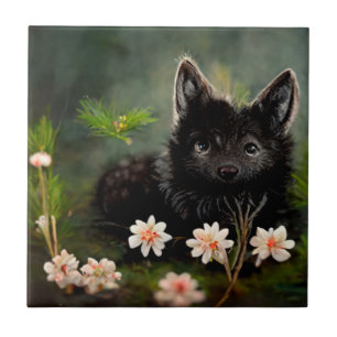 Cute floral wild animal tile