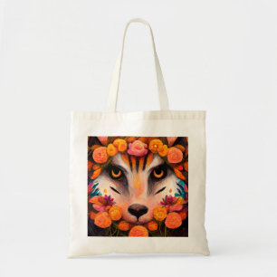 Cute floral wild animal tote bag