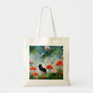 Cute floral wild animal tote bag