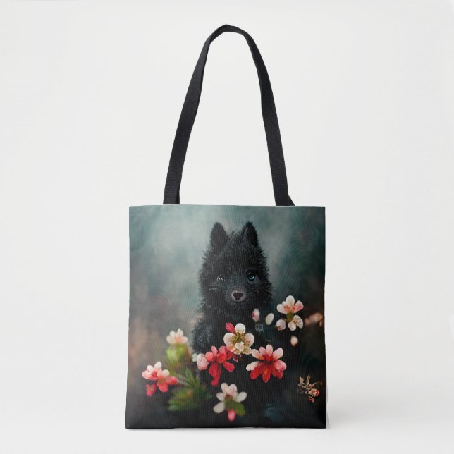 Cute floral wild animal  tote bag (Front)