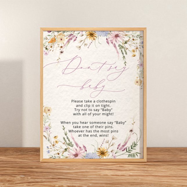 Cute Floral Wildflowers Don't Say Baby Poster (Creator Uploaded)