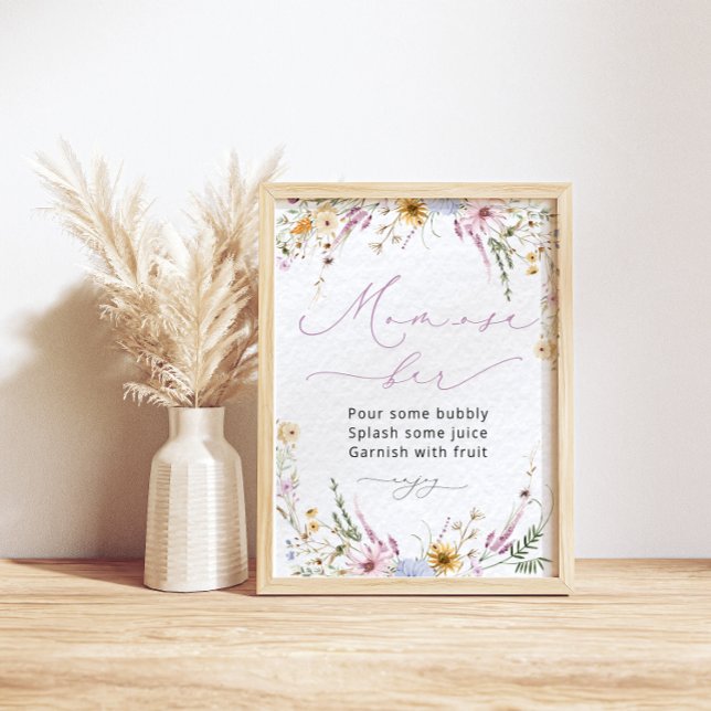 Cute Floral Wildflowers Mum-osa Bar Poster (Creator Uploaded)