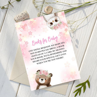 Cute Floral Woodland Animals Books for Baby Card