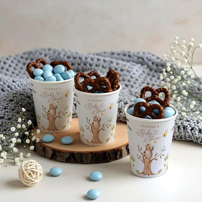 Cute Floral Woodland Knitted Bear Baby Shower Paper Cups (Cute Floral Woodland Knitted Bear Baby Shower Paper Cups)