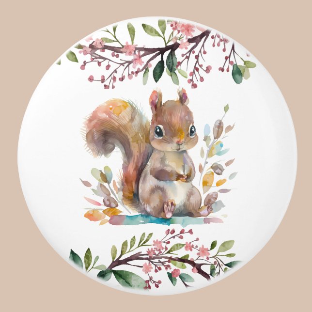 Cute Floral Woodland Squirrel Nursery Decor  Ceramic Knob (Creator Uploaded)