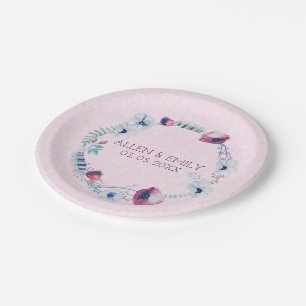 Cute Floral Wreath Paper Plate