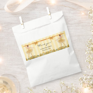 Cute Floral Yellow Ballerina Ribbon Baby Shower Favour Bags